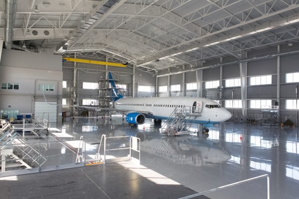 aircraft in hangar